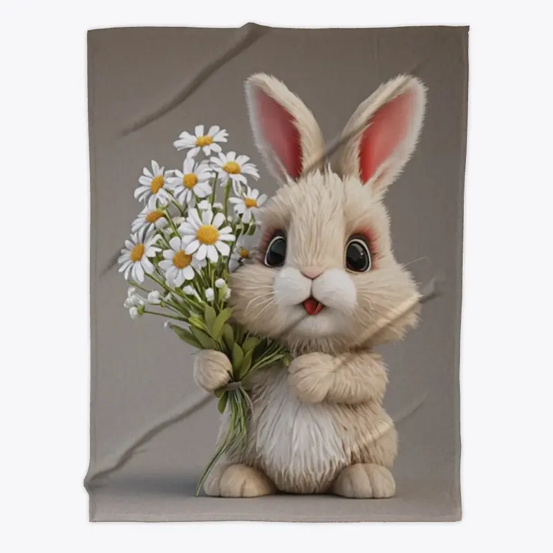 Cute Bunny Patterned Fleece Blanket 