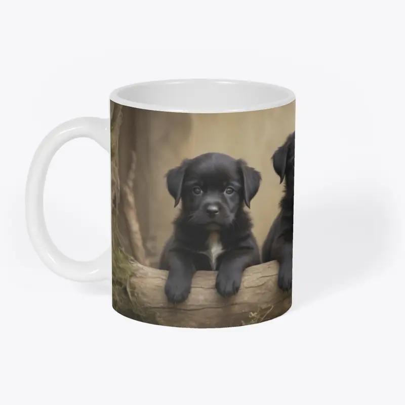 Mug with Four Black Puppies