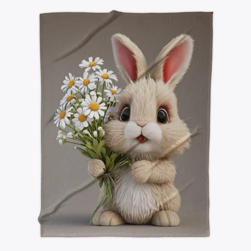 Cute Bunny Patterned Fleece Blanket 