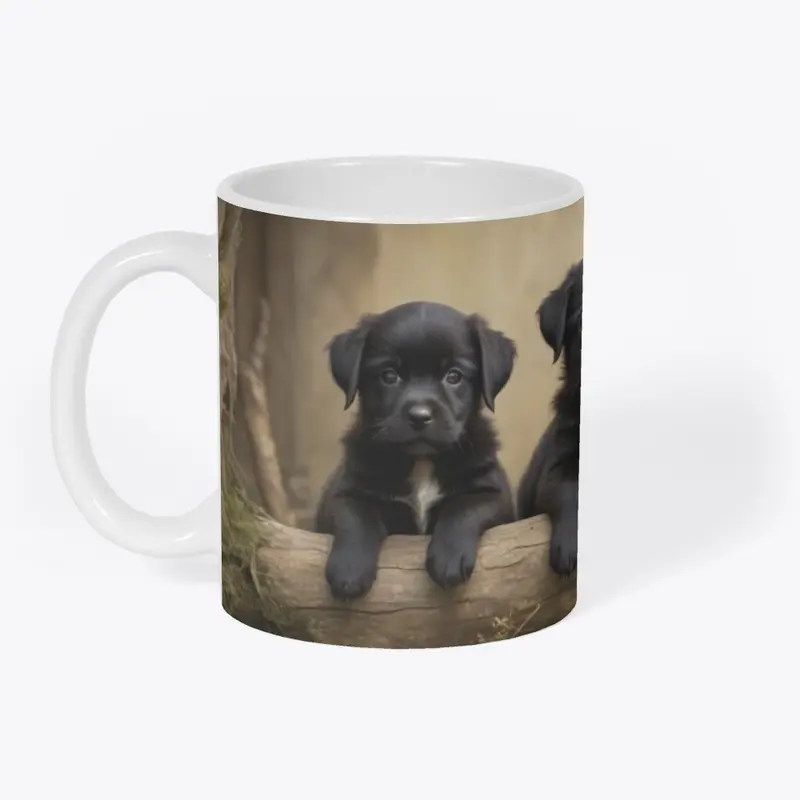 Mug with Four Black Puppies